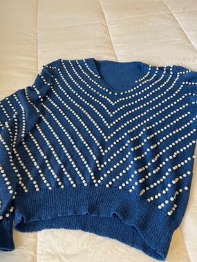 Vintage blue beaded sweater